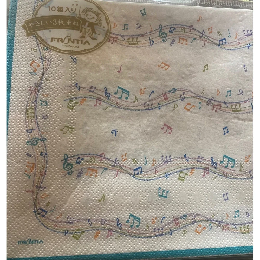 60 Pcs Music Note Cocktail Paper Napkins 6.5 x 6.5 Inches Disposable -NEW